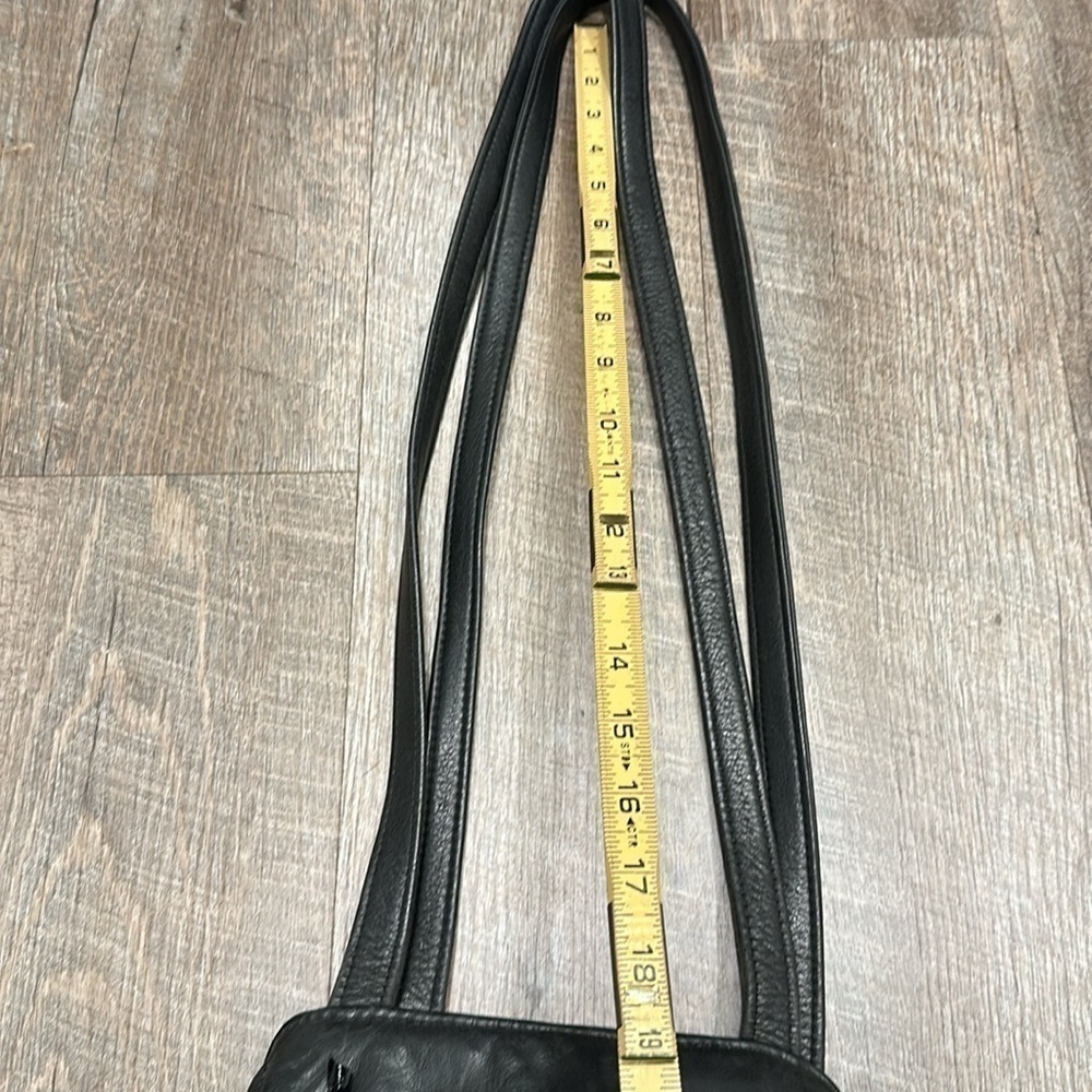 East West designs, Narda collection black leather/fringe hobo shoulder bag purse - Picture 8 of 11